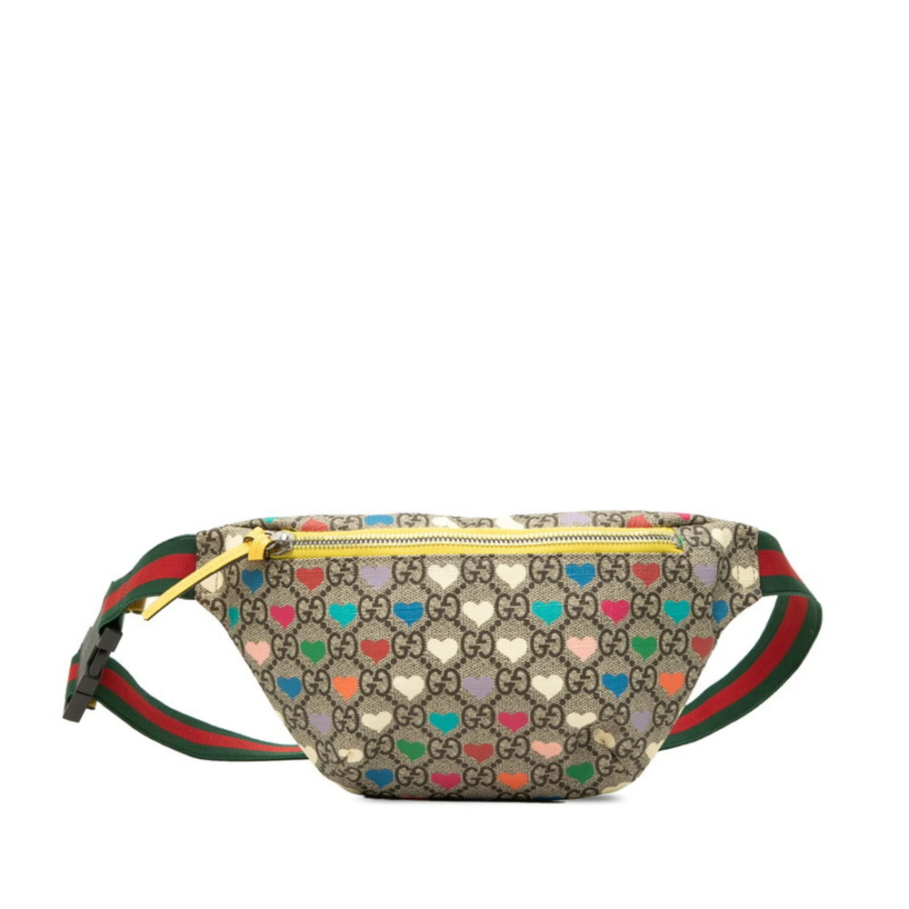 Gucci GG Supreme Children's Heart Body Bag Waist 502095 Multicolor Beige Leat...